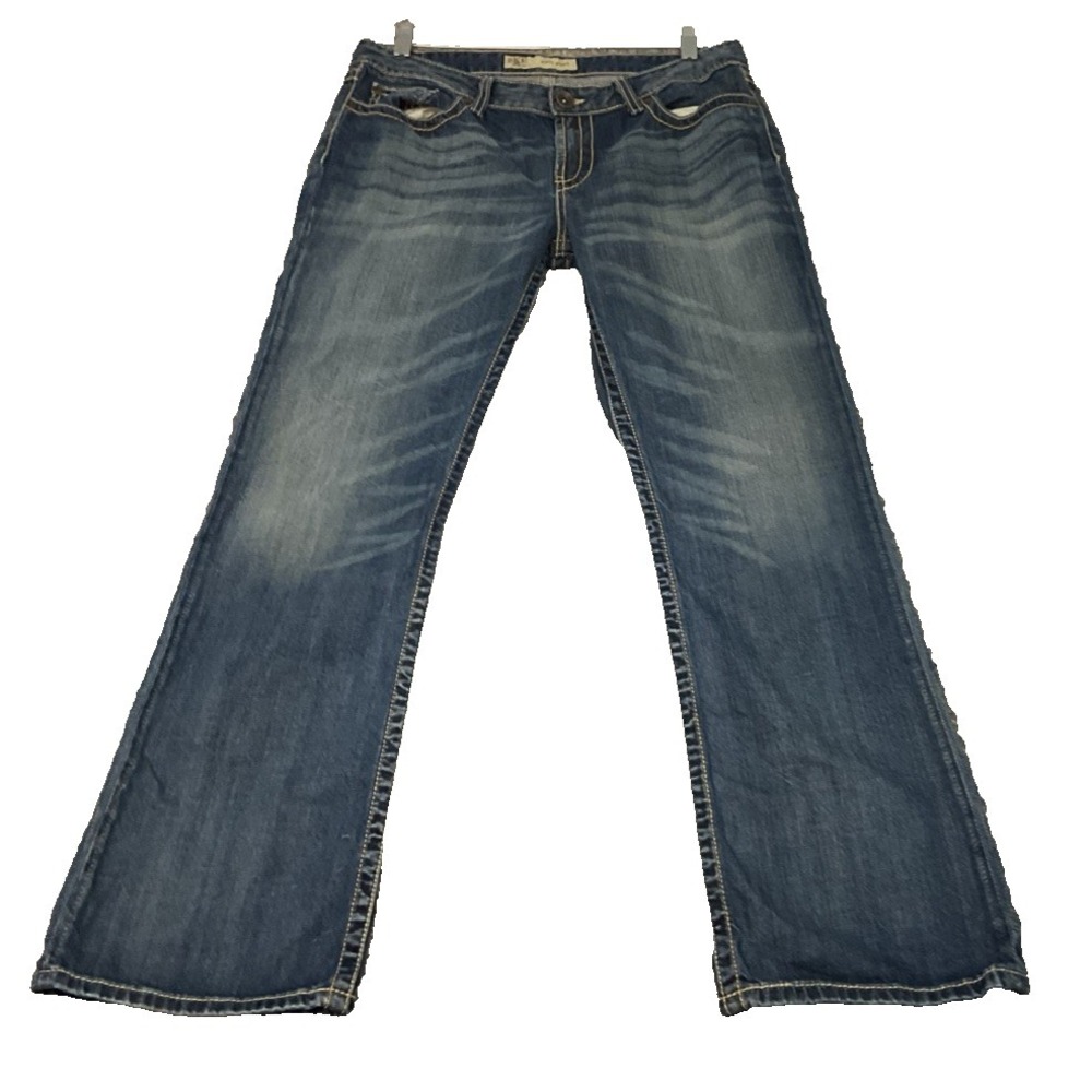 BKE Jeans Kate Boot Embroidered Stretch Women's Sz 32 x 31.5 Bootcut Medium Wash